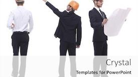  Presentation with growth - Cool new presentation theme with full-growth-successful-architect-engineer backdrop and a white colored foreground