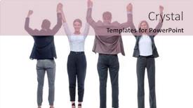  Presentation with unity - Slide deck with full growth successful business team showing their unity background and a coral colored foreground