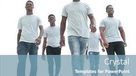  Presentation with stepping - Slide deck featuring full-growth-team-of-young background and a teal colored foreground