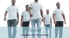  Presentation with stepping - Colorful presentation theme enhanced with full-growth-team-of-young backdrop and a light blue colored foreground