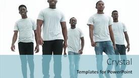  Presentation with stepping - Slide deck featuring full-growth-team-of-young background and a light blue colored foreground