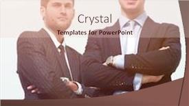  Presentation with business growth - Colorful slide set enhanced with full growth two business partners standing isolated on white background backdrop and a lemonade colored foreground