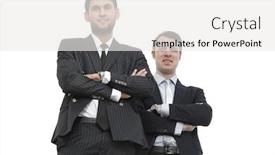  Presentation with business growth - PPT theme enhanced with full growth two business partners standing isolated on white background background and a white colored foreground