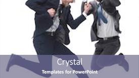  Presentation with business growth - PPT layouts having full-growth-two-cheerful-dancing background and a ocean colored foreground