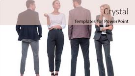  Presentation with women - Colorful slide set enhanced with opposites - full growth women and men backdrop and a lemonade colored foreground