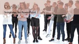  Presentation with growth - Slide deck with full-growth-young-men-ask background and a coral colored foreground