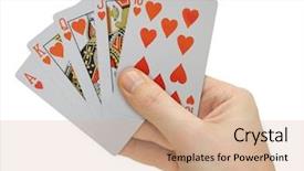  Presentation with playing cards - Cool new PPT theme with teen boy and girl outside of school backdrop and a dark gray colored foreground.