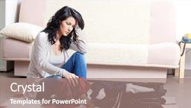  Presentation with group of three young girl - Slide deck with full house - young girl preparing her luggage background and a coral colored foreground