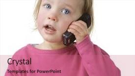  Presentation with cell - Presentation featuring full isolated studio picture from a little child with cell background and a coral colored foreground