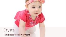  Presentation with portrait happy family smiling - Colorful theme enhanced with full legth portrait of cute happy smiling crawling little girl toddler 10 month studio over white backdrop and a lemonade colored foreground