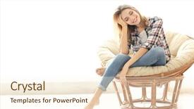  Presentation with sensuality woman black angel relaxing - Beautiful presentation theme featuring full length - happy young woman relaxing backdrop and a cream colored foreground