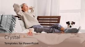  Presentation with calm - Presentation design consisting of full-length-calm-middle-aged background and a coral colored foreground