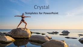  Presentation with calm sea - Slide set consisting of full-length-fit-woman background and a light blue colored foreground