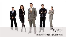  Presentation with formal - Presentation having full-length formal team portrait background and a light gray colored foreground
