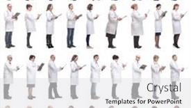  Presentation with notepad - Slides enhanced with full-length-group-of-doctors background and a white colored foreground