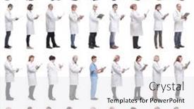  Presentation with notepad - Presentation having full-length-group-of-doctors background and a white colored foreground