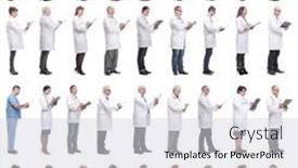  Presentation with notepad - Theme consisting of full-length-group-of-doctors background and a light gray colored foreground