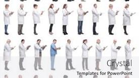  Presentation with notepad - PPT theme consisting of full-length-group-of-doctors background and a white colored foreground