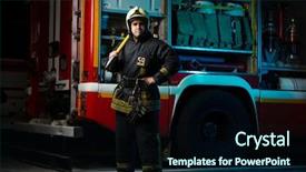  Presentation with fire station - Presentation theme enhanced with full-length image of man background and a wine colored foreground
