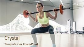  Presentation with barbell - Audience pleasing PPT layouts consisting of full length low-angle view backdrop and a sky blue colored foreground