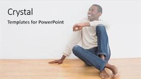  Presentation with afro - Slide set featuring bare feet - full length of a casual background and a white colored foreground