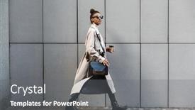  Presentation with takeaway coffee - Theme featuring full-length-of-a-smiling background and a gray colored foreground