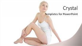  Presentation with healthy workplace full length side view - PPT layouts having full length of a thoughtful toned woman sitting against white background background and a white colored foreground