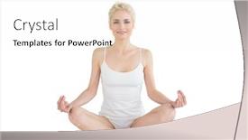  Presentation with lotus - Colorful presentation enhanced with full length of a toned young woman sitting in lotus pose against white background backdrop and a white colored foreground