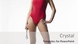  Presentation with swimmer - Amazing slides having full length of a young female swimmer standing against white background backdrop and a light gray colored foreground