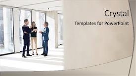  Presentation with full page business services - Audience pleasing slide deck consisting of full length of business people backdrop and a lemonade colored foreground