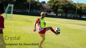  Presentation with soccer fitness - Presentation consisting of full-length-of-caucasian-young background and a yellow colored foreground