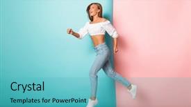  Presentation with colored - PPT theme enhanced with full length of excited young background and a  colored foreground