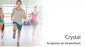  Presentation with exercise class - Beautiful presentation featuring full length of fitness class and instructor doing pilates exercise in bright room backdrop and a white colored foreground