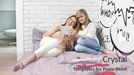  Presentation with daughter mother - Theme featuring full-length of mother background and a  colored foreground