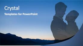  Presentation with sky blue - Colorful slide deck enhanced with full length of romantic couple backdrop and a  colored foreground