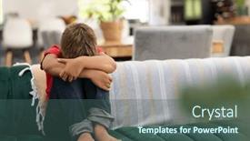  Presentation with depression - PPT theme with full-length-of-sad-caucasian background and a ocean colored foreground