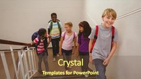  Presentation with kids wheelchair at school - Cool new PPT layouts with full length of school kids backdrop and a tawny brown colored foreground