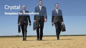  Presentation with healthy workplace full length side view - Slide deck consisting of full length of three businessmen background and a teal colored foreground