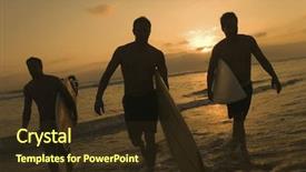  Presentation with three - Audience pleasing slide deck consisting of full length of three surfers backdrop and a  colored foreground