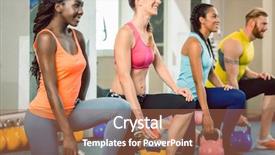  Presentation with elderly people exercise patient training - Colorful theme enhanced with full length of three young backdrop and a coral colored foreground