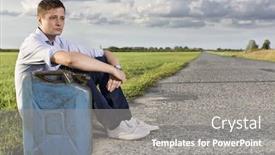  Presentation with empty - Cool new slide deck with full-length-of-young-man backdrop and a  colored foreground