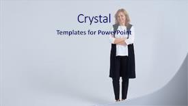  Presentation with healthy workplace full length side view - Presentation theme featuring full length photo of smiley background and a sky blue colored foreground