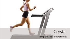  Presentation with running treadmill - PPT theme featuring full-length-porofile-shot background and a light gray colored foreground