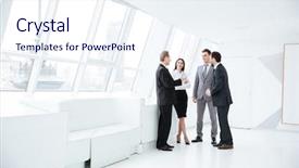  Presentation with stand - Cool new slides with full length portrait of business backdrop and a sky blue colored foreground