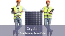  Presentation with solar panel - Presentation design enhanced with full-length-portrait-of-engineers background and a gray colored foreground
