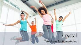  Presentation with fitness - PPT theme consisting of full length portrait of fitness background and a light blue colored foreground