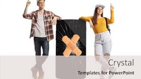  Presentation with female - PPT theme with full-length-portrait-of-male background and a lemonade colored foreground