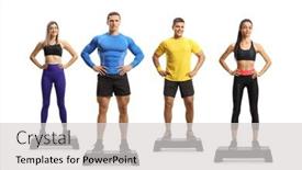  Presentation with women - Audience pleasing presentation theme consisting of full-length-portrait-of-men backdrop and a light gray colored foreground