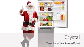  Presentation with fridge - Slide set having full-length-portrait-of-santa background and a light gray colored foreground