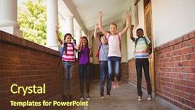  Presentation with kids in school - PPT theme enhanced with full length portrait of school background and a tawny brown colored foreground